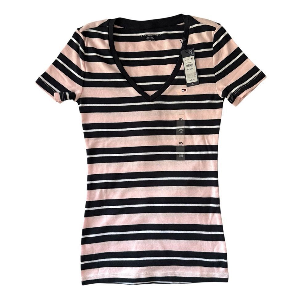 Tommy Hilfiger New Pink/Black Fitted Short Sleeve Tee